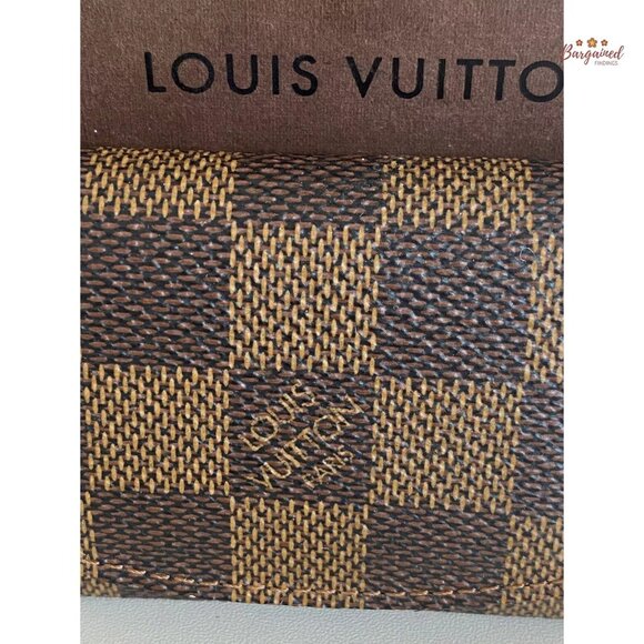 Authentic Louis Vuitton Brown Damier Ebene Coated Canvas Cufflinks Case - Picture 2 of 12